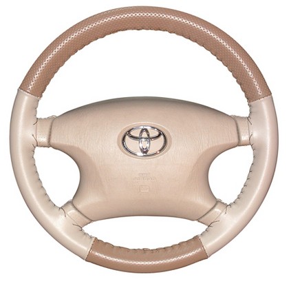 Wheelskins Steering Wheel Cover - EuroPerf, Perforated Top & Bottom (Oak Top / Sand Sides)