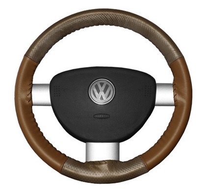 Wheelskins Steering Wheel Cover - EuroPerf, Perforated Top & Bottom (Oak Top / Tan Sides)