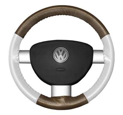 Wheelskins Steering Wheel Cover - EuroPerf, Perforated Top & Bottom (Oak Top / White Sides)