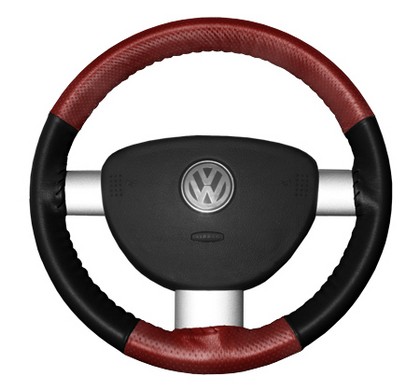 Wheelskins Steering Wheel Cover - EuroPerf, Perforated Top & Bottom (Red Top / Black Sides)