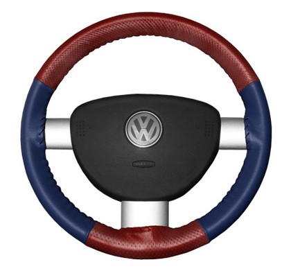 Wheelskins Steering Wheel Cover - EuroPerf, Perforated Top & Bottom (Red Top / Blue Sides)