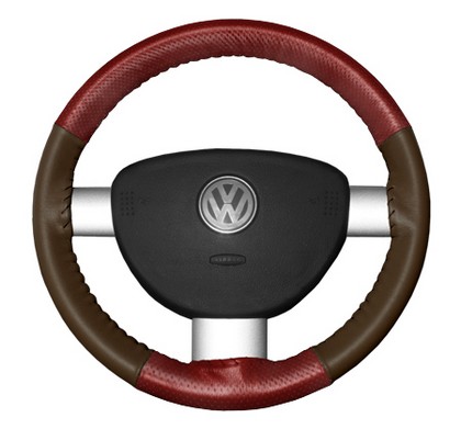 Wheelskins Steering Wheel Cover - EuroPerf, Perforated Top & Bottom (Red Top / Brown Sides)