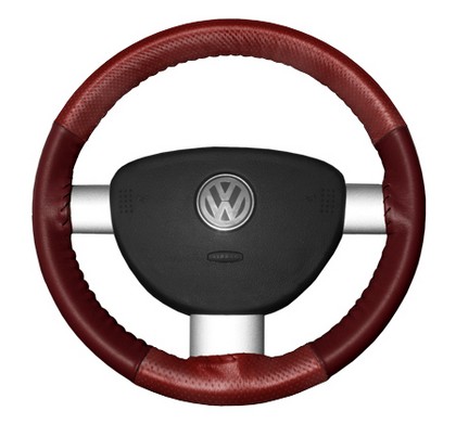 Wheelskins Steering Wheel Cover - EuroPerf, Perforated Top & Bottom (Red Top / Burgundy Sides)