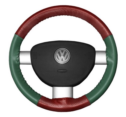 Wheelskins Steering Wheel Cover - EuroPerf, Perforated Top & Bottom (Red Top / Green Sides)