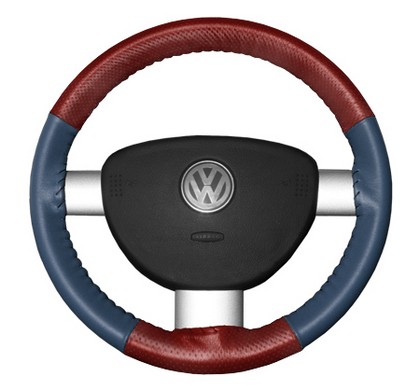 Wheelskins Steering Wheel Cover - EuroPerf, Perforated Top & Bottom (Red Top / Sea Blue Sides)