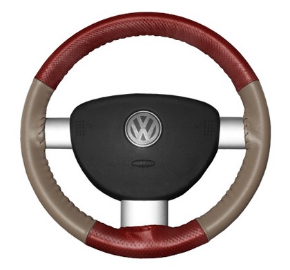 Wheelskins Steering Wheel Cover - EuroPerf, Perforated Top & Bottom (Red Top / Sand Sides)