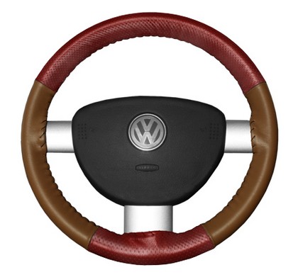 Wheelskins Steering Wheel Cover - EuroPerf, Perforated Top & Bottom (Red Top / Tan Sides)