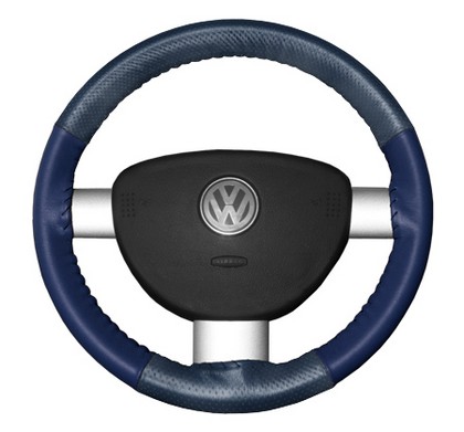 Wheelskins Steering Wheel Cover - EuroPerf, Perforated Top & Bottom (Sea Blue Top / Blue Sides)