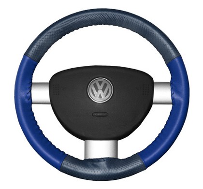 Wheelskins Steering Wheel Cover - EuroPerf, Perforated Top & Bottom (Sea Blue Top / Cobalt Sides)