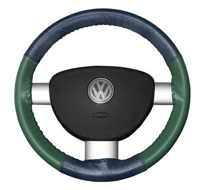 Wheelskins Steering Wheel Cover - EuroPerf, Perforated Top & Bottom (Sea Blue Top / Green Sides)