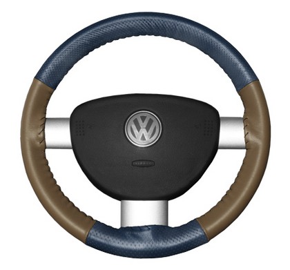 Wheelskins Steering Wheel Cover - EuroPerf, Perforated Top & Bottom (Sea Blue Top / Oak Sides)