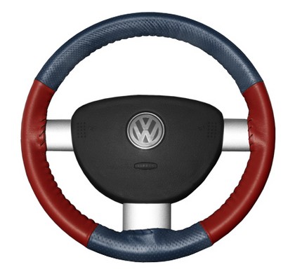 Wheelskins Steering Wheel Cover - EuroPerf, Perforated Top & Bottom (Sea Blue Top / Red Sides)