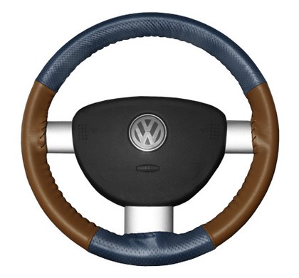 Wheelskins Steering Wheel Cover - EuroPerf, Perforated Top & Bottom (Sea Blue Top / Tan Sides)