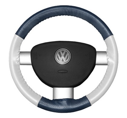 Wheelskins Steering Wheel Cover - EuroPerf, Perforated Top & Bottom (Sea Blue Top / White Sides)