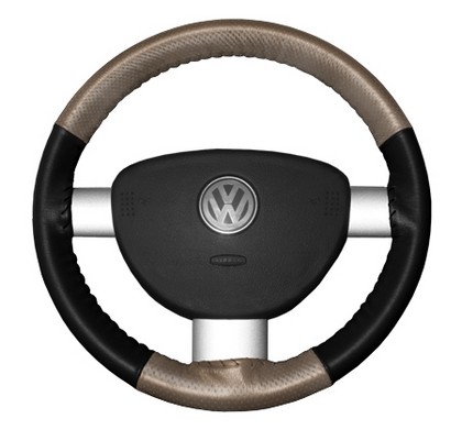 Wheelskins Steering Wheel Cover - EuroPerf, Perforated Top & Bottom (Sand Top / Black Sides)