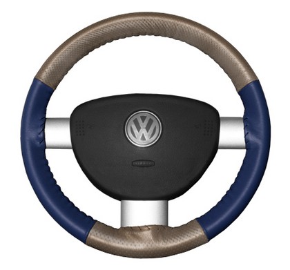 Wheelskins Steering Wheel Cover - EuroPerf, Perforated Top & Bottom (Sand Top / Blue Sides)