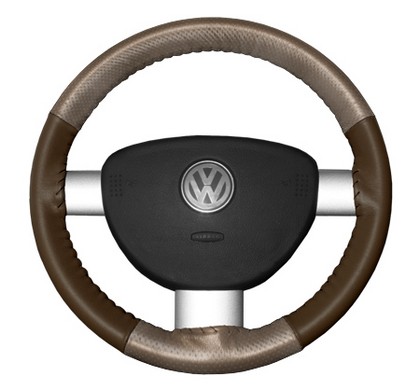 Wheelskins Steering Wheel Cover - EuroPerf, Perforated Top & Bottom (Sand Top / Brown Sides)