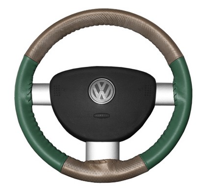 Wheelskins Steering Wheel Cover - EuroPerf, Perforated Top & Bottom (Sand Top / Green Sides)