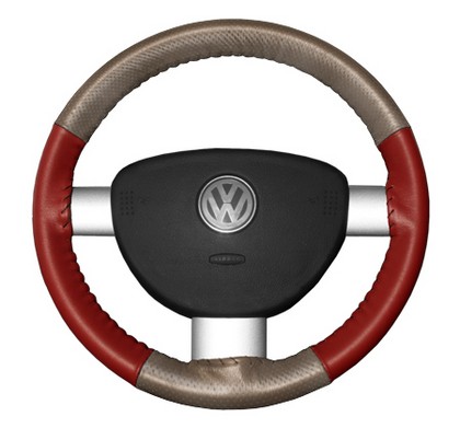 Wheelskins Steering Wheel Cover - EuroPerf, Perforated Top & Bottom (Sand Top / Red Sides)