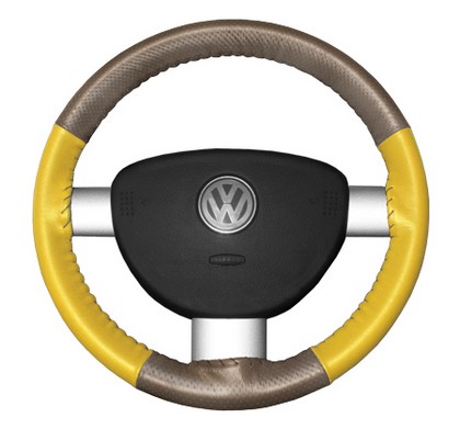 Wheelskins Steering Wheel Cover - EuroPerf, Perforated Top & Bottom (Sand Top / Yellow Sides)