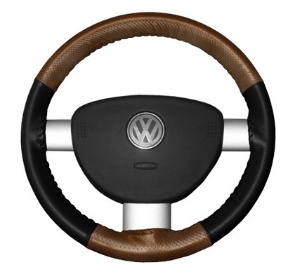 Wheelskins Steering Wheel Cover - EuroPerf, Perforated Top & Bottom (Tan Top / Black Sides)