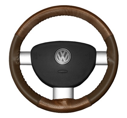 Wheelskins Steering Wheel Cover - EuroPerf, Perforated Top & Bottom (Tan Top / Brown Sides)