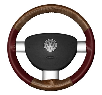 Wheelskins Steering Wheel Cover - EuroPerf, Perforated Top & Bottom (Tan Top / Burgundy Sides)