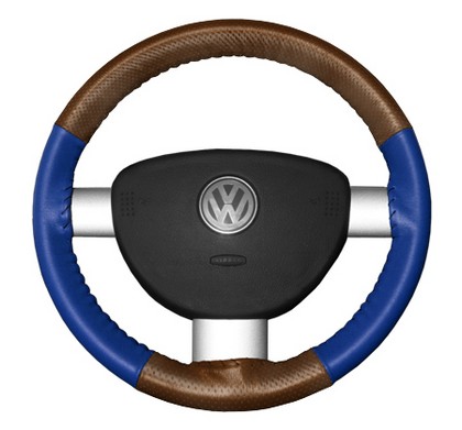 Wheelskins Steering Wheel Cover - EuroPerf, Perforated Top & Bottom (Tan Top / Cobalt Sides)