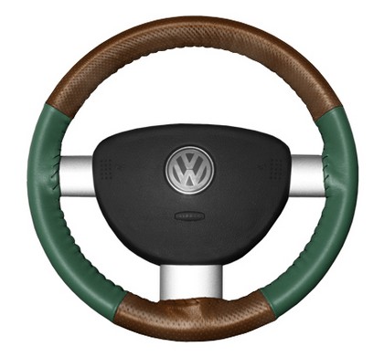 Wheelskins Steering Wheel Cover - EuroPerf, Perforated Top & Bottom (Tan Top / Green Sides)