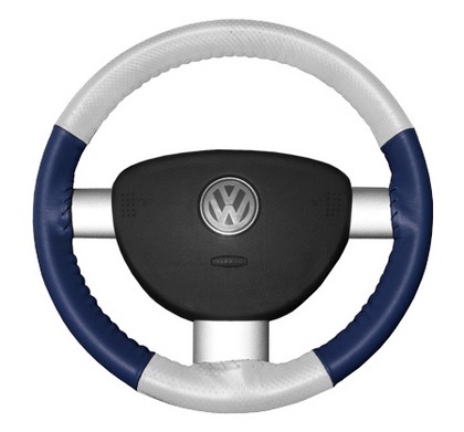 Wheelskins Steering Wheel Cover - EuroPerf, Perforated Top & Bottom (White Top / Blue Sides)