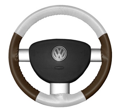 Wheelskins Steering Wheel Cover - EuroPerf, Perforated Top & Bottom (White Top / Brown Sides)