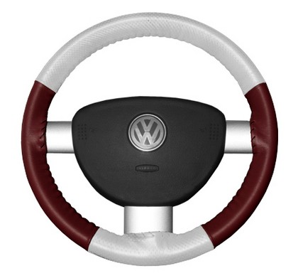 Wheelskins Steering Wheel Cover - EuroPerf, Perforated Top & Bottom (White Top / Burgundy Sides)