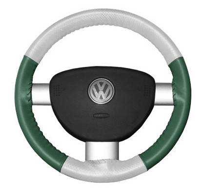 Wheelskins Steering Wheel Cover - EuroPerf, Perforated Top & Bottom (White Top / Green Sides)