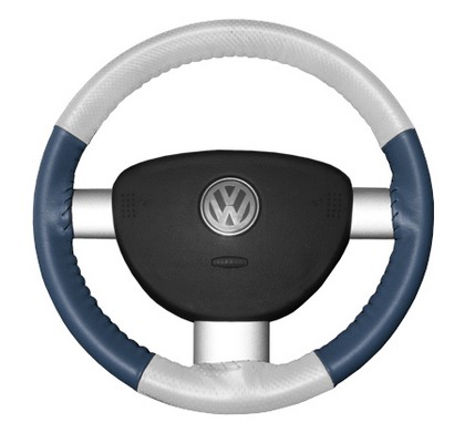 Wheelskins Steering Wheel Cover - EuroPerf, Perforated Top & Bottom (White Top / Sea Blue Sides)