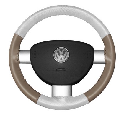 Wheelskins Steering Wheel Cover - EuroPerf, Perforated Top & Bottom (White Top / Sand Sides)