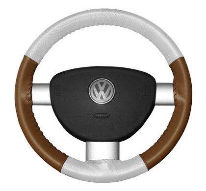 Wheelskins Steering Wheel Cover - EuroPerf, Perforated Top & Bottom (White Top / Tan Sides)