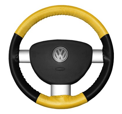 Wheelskins Steering Wheel Cover - EuroPerf, Perforated Top & Bottom (Yellow Top / Black Sides)