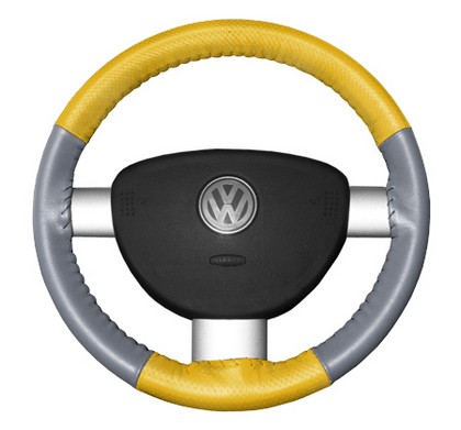 Wheelskins Steering Wheel Cover - EuroPerf, Perforated Top & Bottom (Yellow Top / Grey Sides)