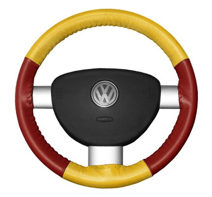 Wheelskins Steering Wheel Cover - EuroPerf, Perforated Top & Bottom (Yellow Top / Red Sides)