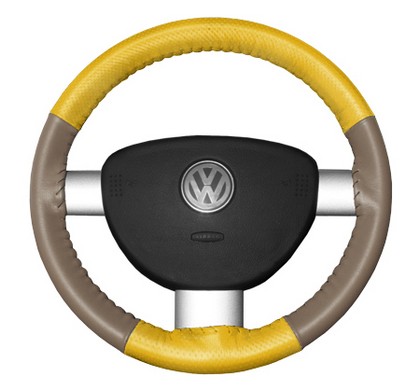 Wheelskins Steering Wheel Cover - EuroPerf, Perforated Top & Bottom (Yellow Top / Sand Sides)