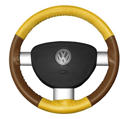 Wheelskins Steering Wheel Cover - EuroPerf, Perforated Top & Bottom (Yellow Top / Tan Sides)