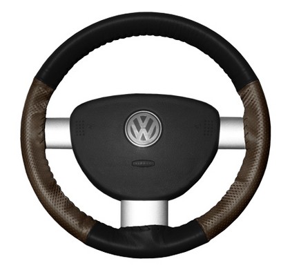 Wheelskins Steering Wheel Cover - EuroPerf, Perforated Sides (Black Top / Brown Sides)