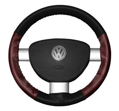 Wheelskins Steering Wheel Cover - EuroPerf, Perforated Sides (Black Top / Burgundy Sides)