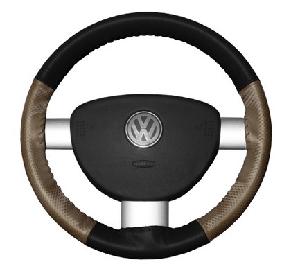 Wheelskins Steering Wheel Cover - EuroPerf, Perforated Sides (Black Top / Oak Sides)