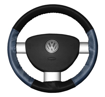 Wheelskins Steering Wheel Cover - EuroPerf, Perforated Sides (Black Top / Sea Blue Sides)