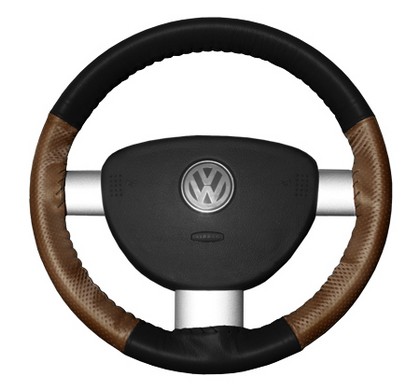 Wheelskins Steering Wheel Cover - EuroPerf, Perforated Sides (Black Top / Tan Sides)