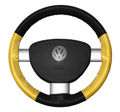 Wheelskins Steering Wheel Cover - EuroPerf, Perforated Sides (Black Top / Yellow Sides)