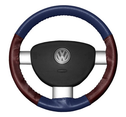 Wheelskins Steering Wheel Cover - EuroPerf, Perforated Sides (Blue Top / Burgundy Sides)