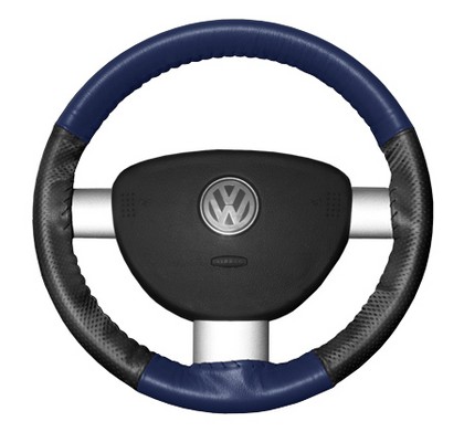 Wheelskins Steering Wheel Cover - EuroPerf, Perforated Sides (Blue Top / Charcoal Sides)