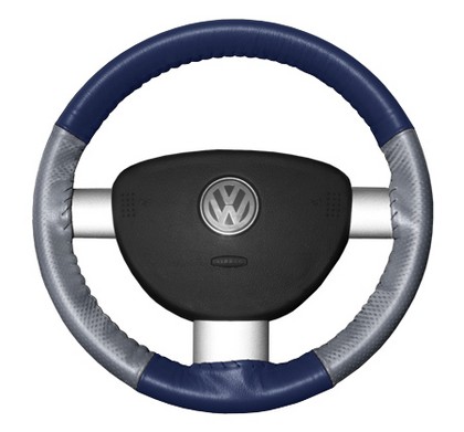 Wheelskins Steering Wheel Cover - EuroPerf, Perforated Sides (Blue Top / Grey Sides)